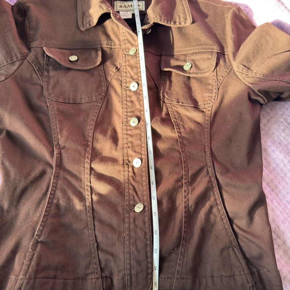 A.M.I. - Women's Chocolate Brown Denim Style Jacket - size M - Picture 6 of 8